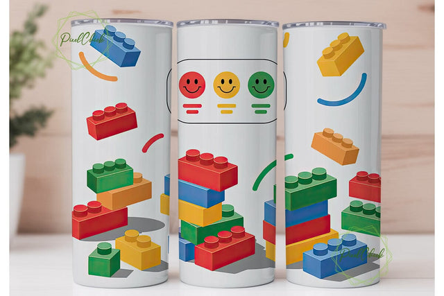 Building Blocks Fun 20oz Tumbler Wrap Sublimation PixelChick 
