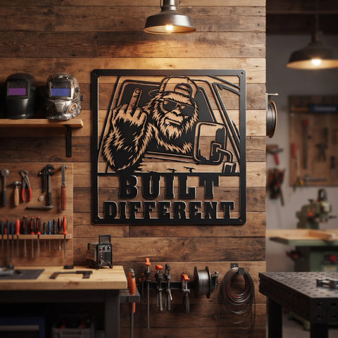 Built Different Bigfoot Laser SVG | Funny Sasquatch Metal Wall Art DXF | CNC Plasma Cut File | Laser Cut Svg | Truck Driver Sign SVG HappyDesignStudio 