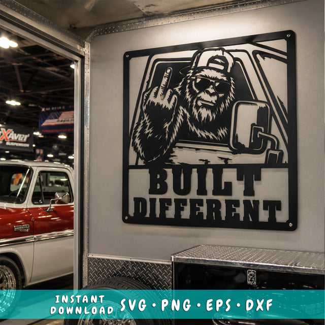 Built Different Bigfoot Laser SVG | Funny Sasquatch Metal Wall Art DXF | CNC Plasma Cut File | Laser Cut Svg | Truck Driver Sign SVG HappyDesignStudio 