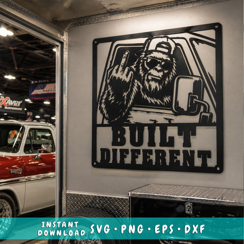 Built Different Bigfoot Laser SVG | Funny Sasquatch Metal Wall Art DXF | CNC Plasma Cut File | Laser Cut Svg | Truck Driver Sign SVG HappyDesignStudio 