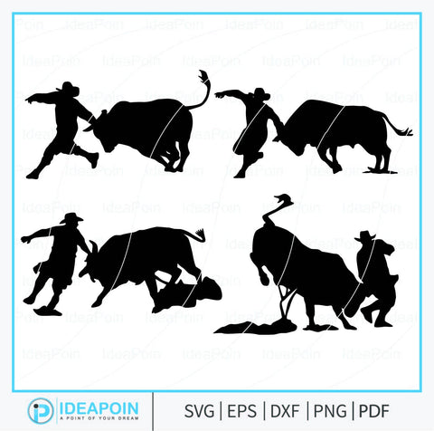 Bull Fighter silhouette, Rodeo Bullfighter SVG, Rodeo Clown svg, Bull Fighter Clown SVG, Corrida svg, Bull Fighter Bundle, Corrida Clipart SVG Dinvect 
