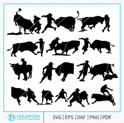 Bull Fighter silhouette, Rodeo Bullfighter SVG, Rodeo Clown svg, Bull Fighter Clown SVG, Corrida svg, Bull Fighter Bundle, Corrida Clipart SVG Dinvect 