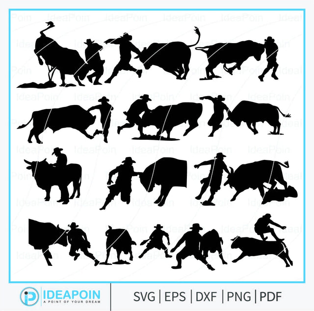 Bull Fighter silhouette, Rodeo Bullfighter SVG, Rodeo Clown svg, Bull Fighter Clown SVG, Corrida svg, Bull Fighter Bundle, Corrida Clipart SVG Dinvect 