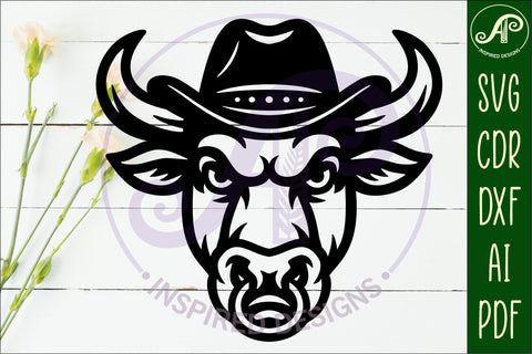 Bull head, Cowboy hat wall art sign, SVG file 2 SVG APInspireddesigns 