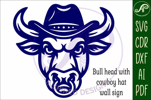 Bull head, Cowboy hat wall art sign, SVG file 2 SVG APInspireddesigns 