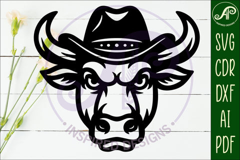 Bull head, Cowboy hat wall art sign, SVG file SVG APInspireddesigns 