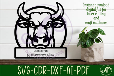 Bull head name wall art sign, SVG personalized SVG APInspireddesigns 