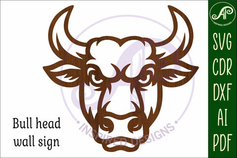 Bull head wall art sign, SVG file. vector SVG APInspireddesigns 