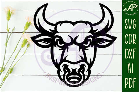 Bull head with ring wall art sign, SVG file. vector SVG APInspireddesigns 