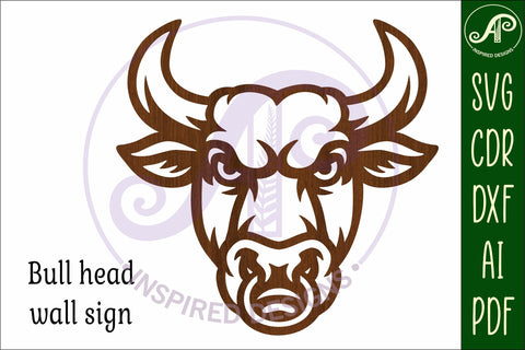 Bull head with ring wall art sign, SVG file. vector SVG APInspireddesigns 