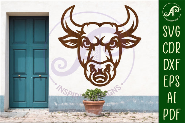 Bull head with ring wall art sign, SVG file. vector SVG APInspireddesigns 