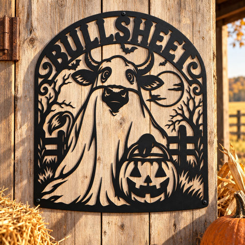 Bull Sheet Laser SVG | Funny Cow Halloween Svg | Ghost Cow DXF | Halloween Metal Art | Plasma Cut File | CNC Laser Cut Design SVG HappyDesignStudio 
