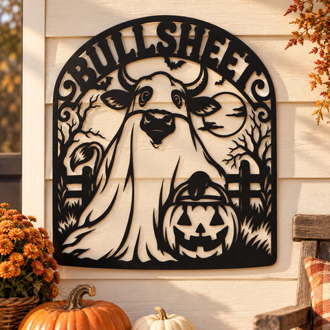 Bull Sheet Laser SVG | Funny Cow Halloween Svg | Ghost Cow DXF | Halloween Metal Art | Plasma Cut File | CNC Laser Cut Design SVG HappyDesignStudio 