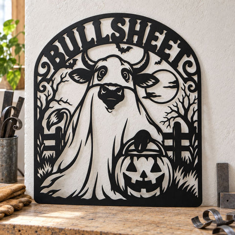 Bull Sheet Laser SVG | Funny Cow Halloween Svg | Ghost Cow DXF | Halloween Metal Art | Plasma Cut File | CNC Laser Cut Design SVG HappyDesignStudio 