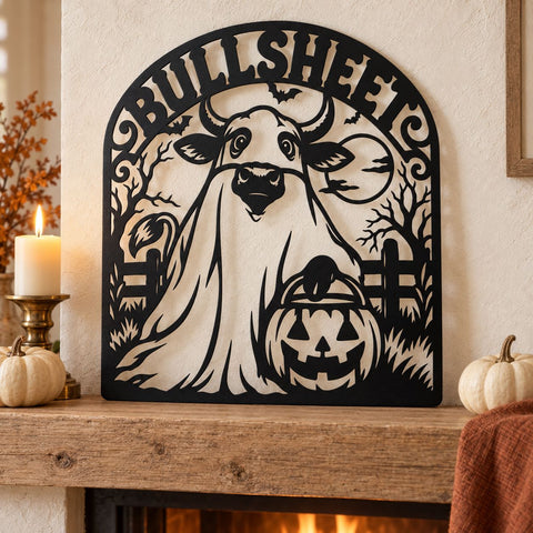 Bull Sheet Laser SVG | Funny Cow Halloween Svg | Ghost Cow DXF | Halloween Metal Art | Plasma Cut File | CNC Laser Cut Design SVG HappyDesignStudio 