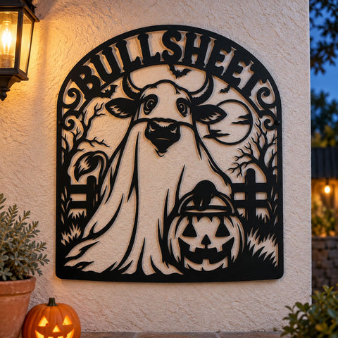 Bull Sheet Laser SVG | Funny Cow Halloween Svg | Ghost Cow DXF | Halloween Metal Art | Plasma Cut File | CNC Laser Cut Design SVG HappyDesignStudio 