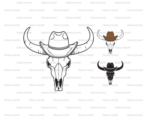 Bull skull and cowboy hat (cow) SVG TribaliumArtSF 