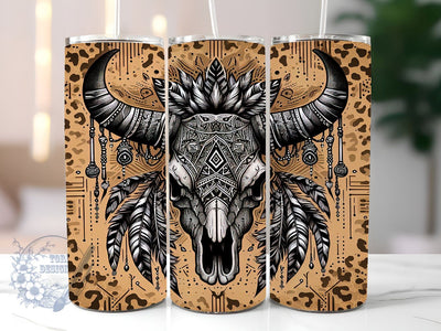 Bull Skull Cowhide 20oz Skinny Tumbler, Boho Cow Skull Tumbler Png, Straight & Tapered Tumbler Wrap, Instant Digital Download Sublimation ToriDesigns 