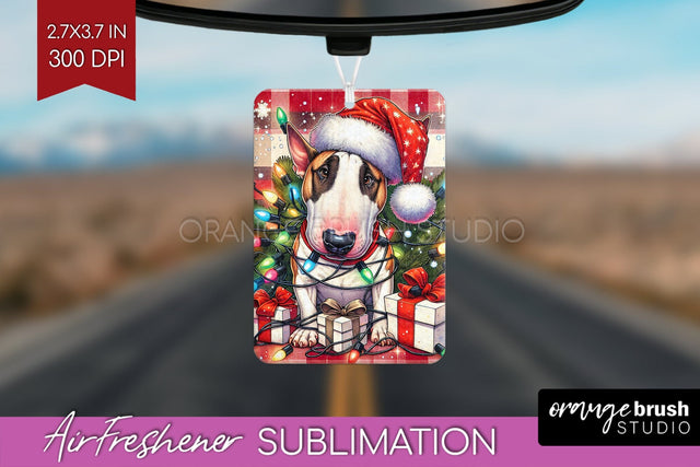 Bull Terrier Funny Christmas Dog Air Freshener Sublimation OrangeBrushStudio 