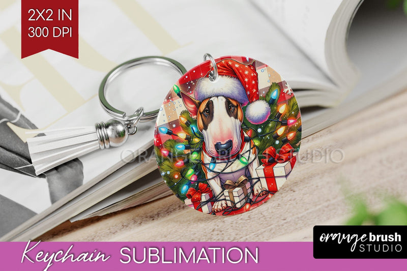 Bull Terrier Funny Christmas Dog Keychain PNG Sublimation OrangeBrushStudio 