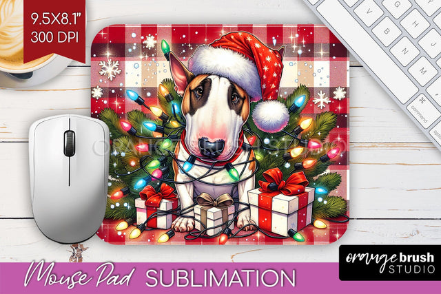 Bull Terrier Funny Christmas Dog Mouse Pad PNG Sublimation OrangeBrushStudio 