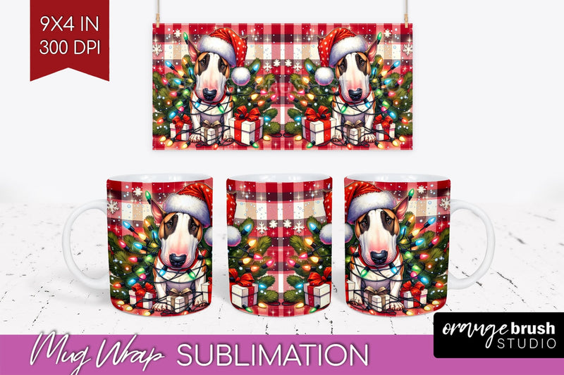 Bull Terrier Funny Christmas Dog Mug Wrap PNG Sublimation OrangeBrushStudio 