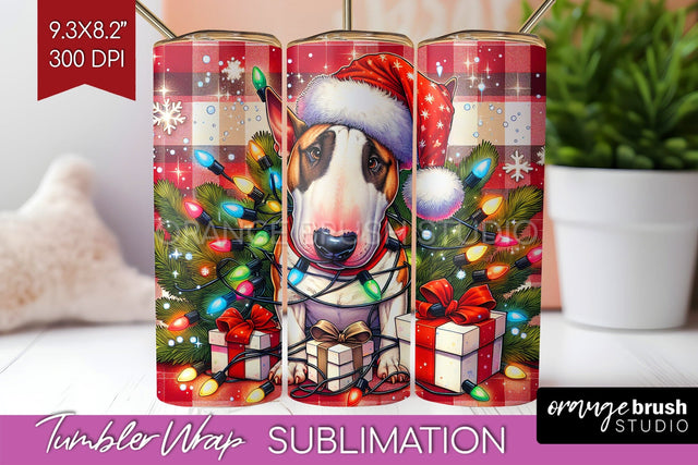 Bull Terrier Funny Christmas Dog Tumbler Wrap Sublimation OrangeBrushStudio 
