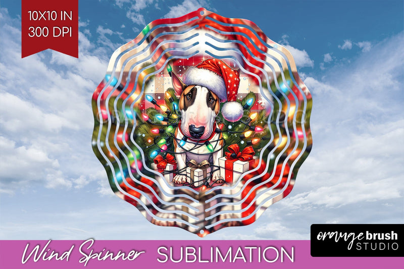 Bull Terrier Funny Christmas Dog Wind Spinner Sublimation OrangeBrushStudio 