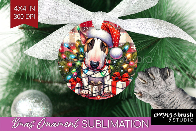 Bull Terrier Funny Dog Christmas Ornament PNG Sublimation OrangeBrushStudio 