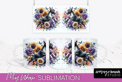 Bull Terrier Mug Wrap - Dog Mom Floral Coffee Mug PNG Sublimation Sublimation OrangeBrushStudio 
