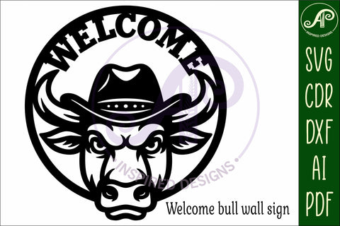 Bull Welcome wall art sign, Farmhouse porch sign SVG APInspireddesigns 