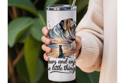 Bulldog Beach Sunset 20oz Tumbler Sublimation DesignSVG 