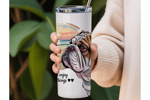 Bulldog Beach Sunset 20oz Tumbler Sublimation DesignSVG 
