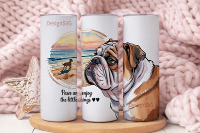 Bulldog Beach Sunset 20oz Tumbler Sublimation DesignSVG 