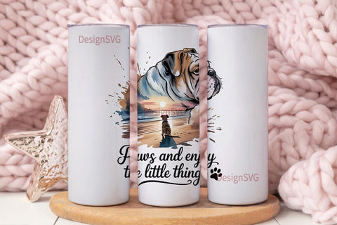 Bulldog Beach Sunset 20oz Tumbler Sublimation DesignSVG 