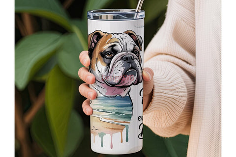 Bulldog Beach Vibes 20oz Tumbler Wrap Sublimation DesignSVG 