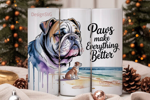 Bulldog Beach Vibes 20oz Tumbler Wrap Sublimation DesignSVG 