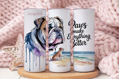 Bulldog Beach Vibes 20oz Tumbler Wrap Sublimation DesignSVG 