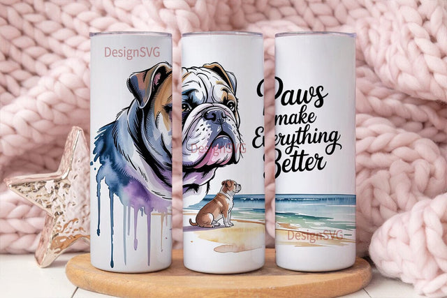 Bulldog Beach Vibes 20oz Tumbler Wrap Sublimation DesignSVG 