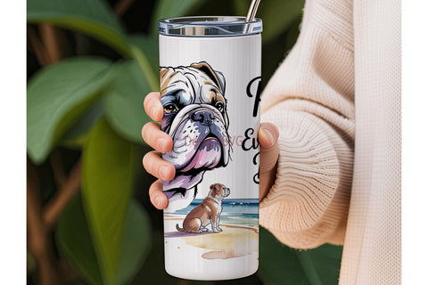 Bulldog Beach Vibes 20oz Tumbler Wrap Sublimation DesignSVG 
