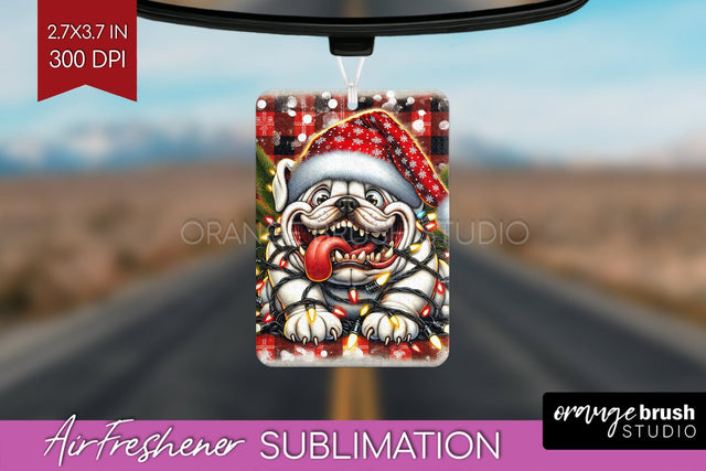 Bulldog Funny Christmas Dog Air Freshener Sublimation OrangeBrushStudio 