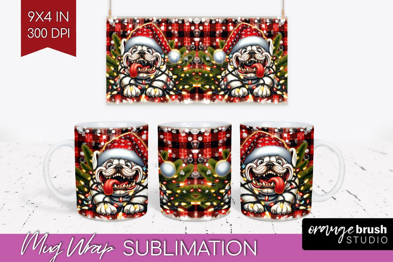 Bulldog Funny Christmas Dog Mug Wrap PNG Sublimation OrangeBrushStudio 