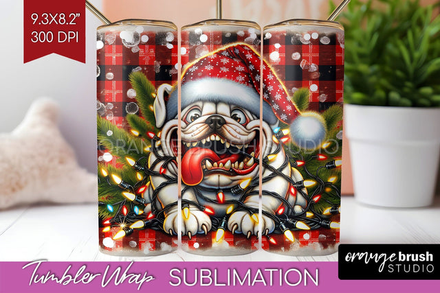 Bulldog Funny Christmas Dog Tumbler Wrap Sublimation OrangeBrushStudio 