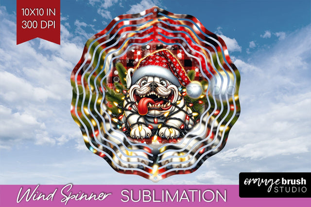 Bulldog Funny Christmas Dog Wind Spinner Sublimation OrangeBrushStudio 