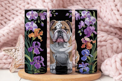 Bulldog in Bloom 20oz Tumbler Wrap Sublimation DesignSVG 