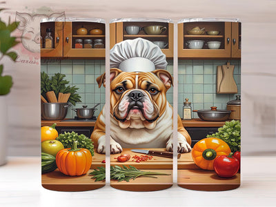 Bulldog Kitchen 20oz Tumbler Wrap, Kitchen Decor Cup, 20oz Sublimation, Dog Lover Gift, Pet Themed Drinkware, Cute Bulldog Art, Animal Print Tumbler Sublimation Lara' s Designs 
