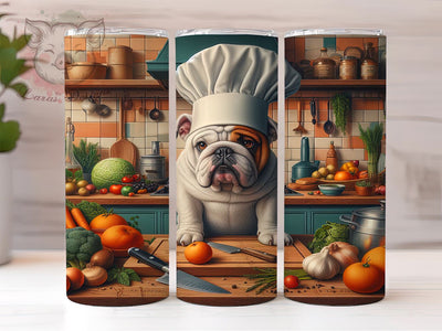 Bulldog Kitchen 20oz Tumbler Wrap, Kitchen Decor Cup, 20oz Sublimation, Dog Lover Gift, Pet Themed Drinkware, Cute Bulldog Art, Animal Print Tumbler Sublimation Lara' s Designs 