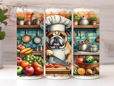 Bulldog Kitchen 20oz Tumbler Wrap, Kitchen Decor Cup, 20oz Sublimation, Dog Lover Gift, Pet Themed Drinkware, Cute Bulldog Art, Animal Print Tumbler Sublimation Lara' s Designs 
