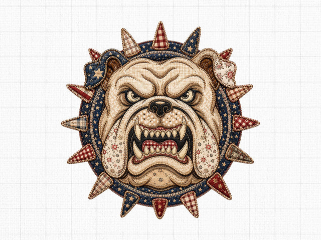Bulldog Patchwork Clipart PNG SVG artprintfile 
