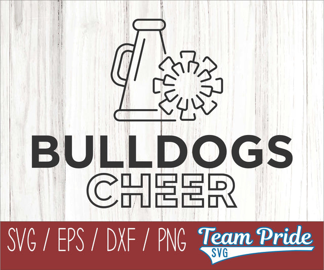Bulldogs Cheer Line Art SVG Digital Download Printable - SVG, EPS, DXF, PNG SVG Team Pride SVG 